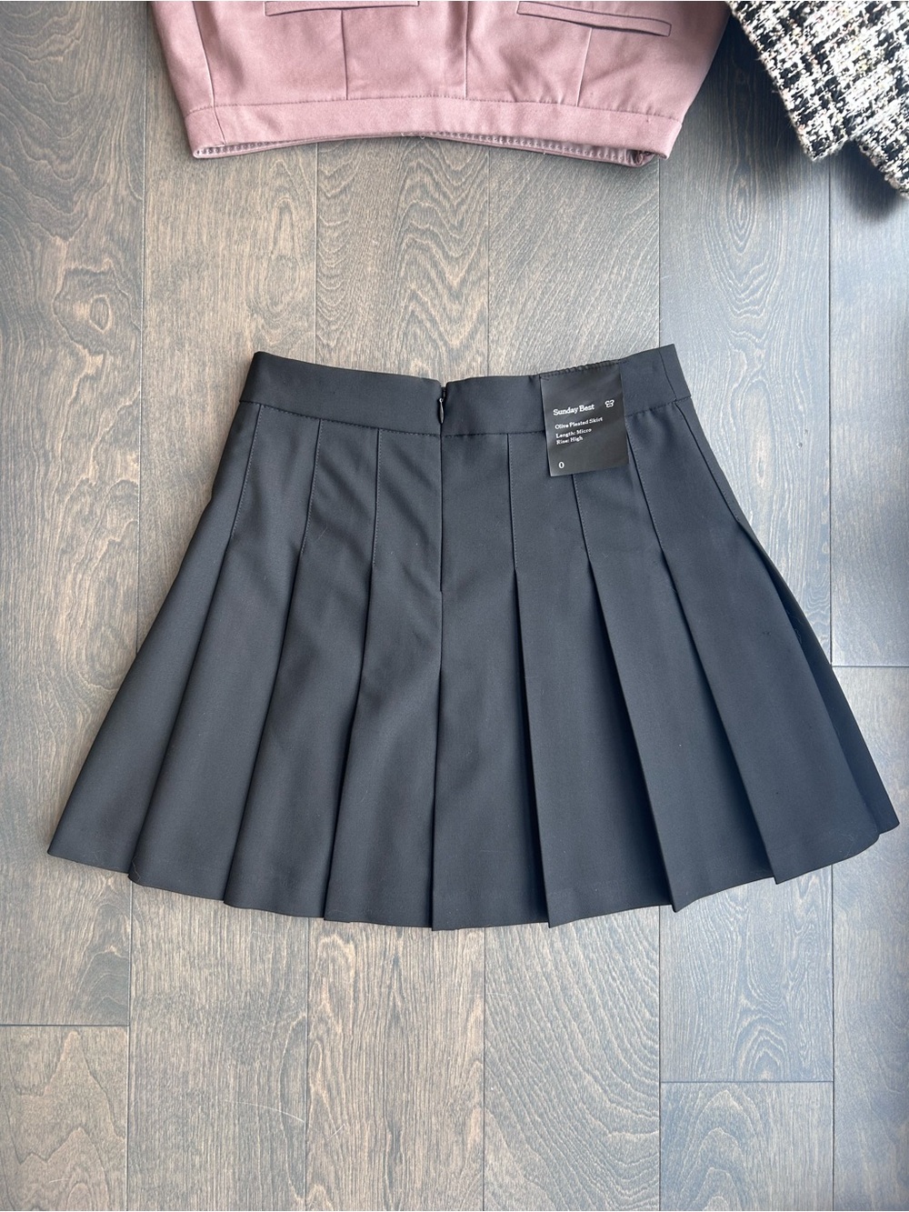 Sunday Best Black Olive Pleated Mini Skirt